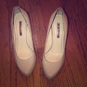 BCBG White Snake Skin heels